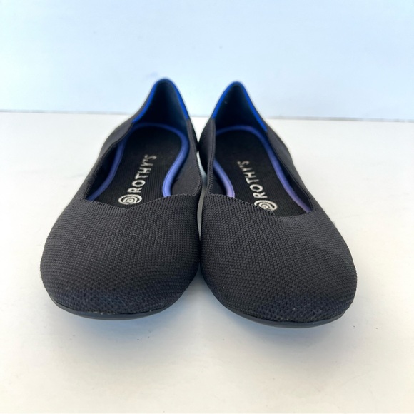 ROTHY’S The Flat Black w Blue Trim Soft Flexible Round Toe Slip On Flat Sz 8.5 - Picture 7 of 15